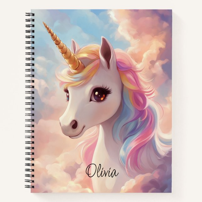 Cuaderno Portátil espiral unicornio de ensueño (Anverso)