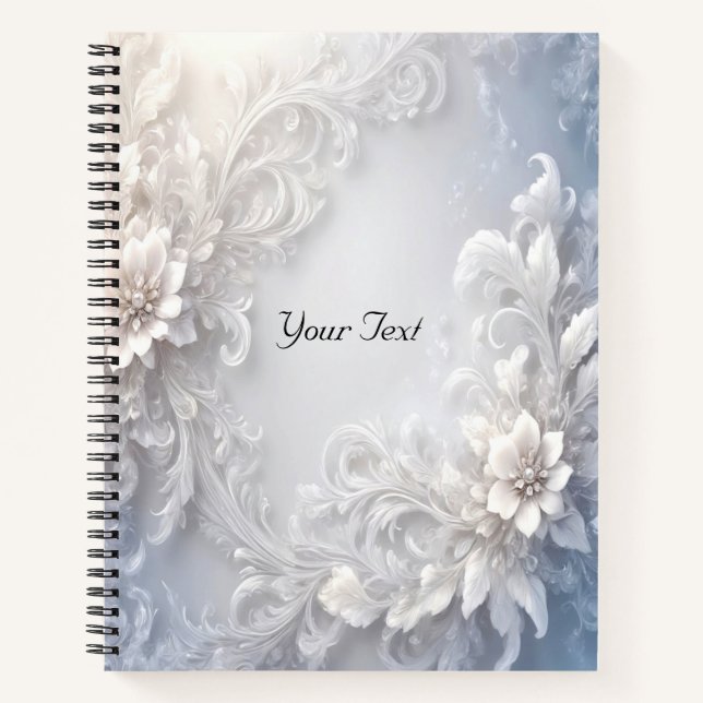 Cuaderno Portátil Floral Blanco Flourier (Anverso)