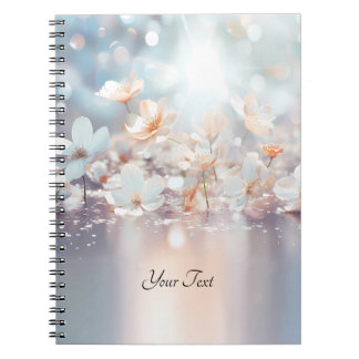 Cuaderno Portátil Floral de color blanco