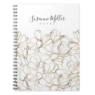 Cuaderno Portátil Floral de lujo con texto Personalizado