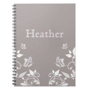 Cuaderno Portátil Floral de mariposa marfil