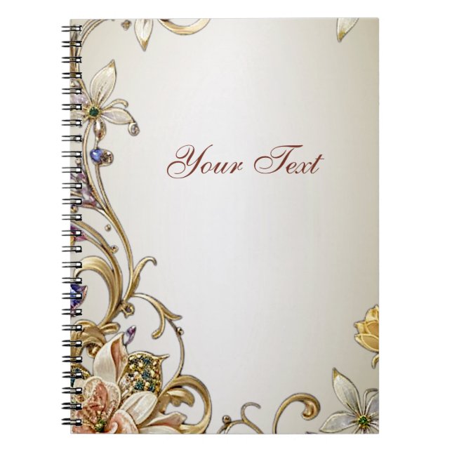 Cuaderno Portátil Floral de oro blanco (Frente)
