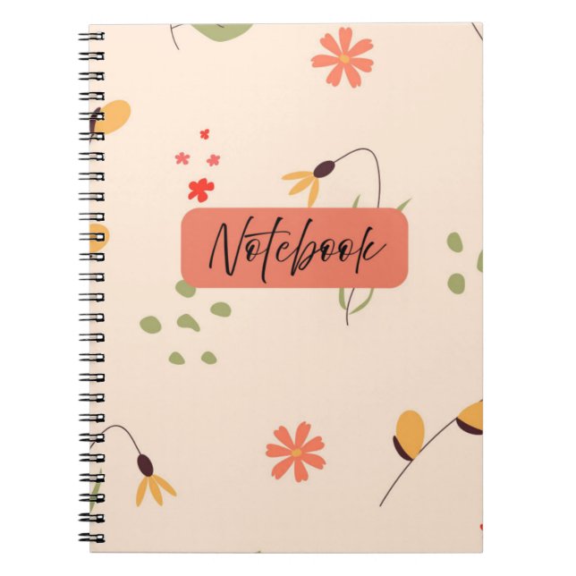 Cuaderno Portátil Floral - Diseño de color Earthy (Frente)