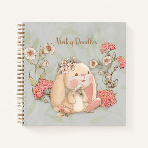 Cuaderno portátil Floral para conejito con amapola
