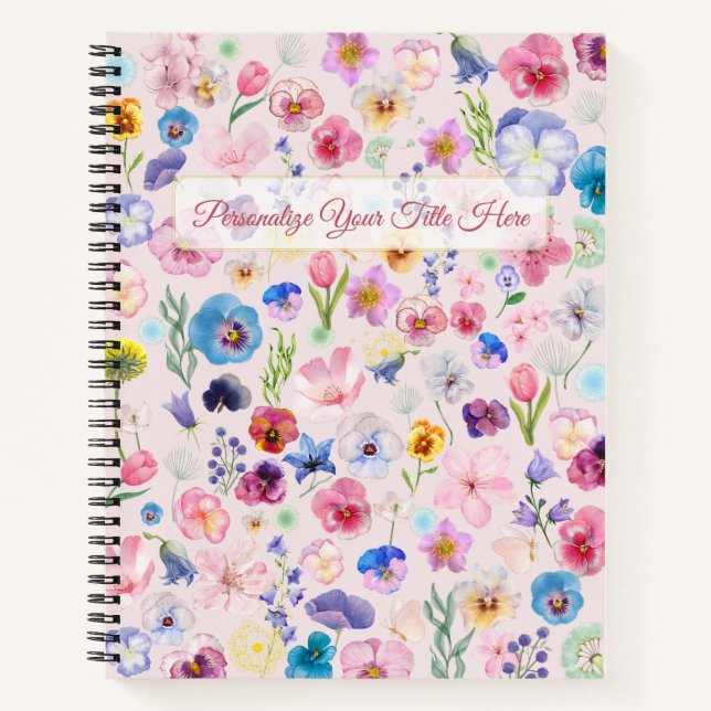 Cuaderno Portátil Floral Personalizado - Flor Colorida (Anverso)