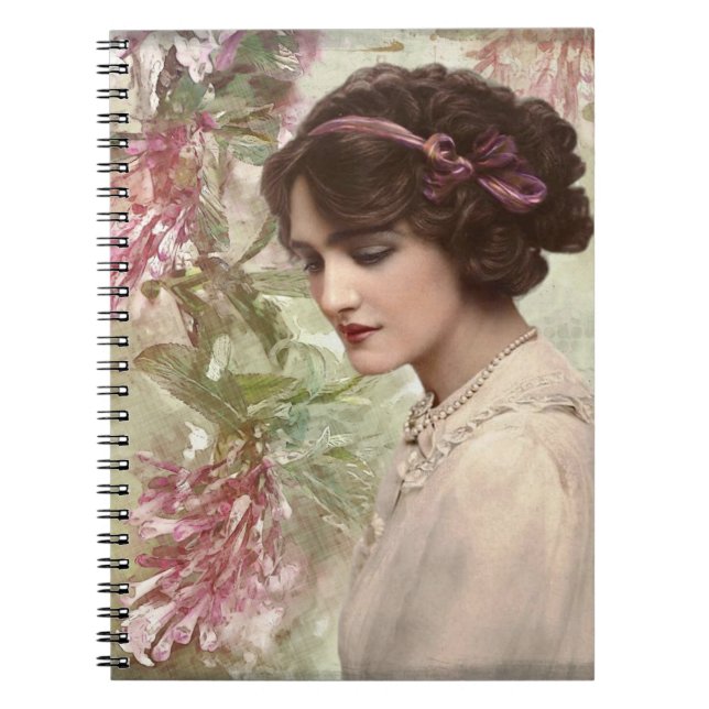 Cuaderno Portátil Floral rosa para mujer ventilado de bonit (Frente)