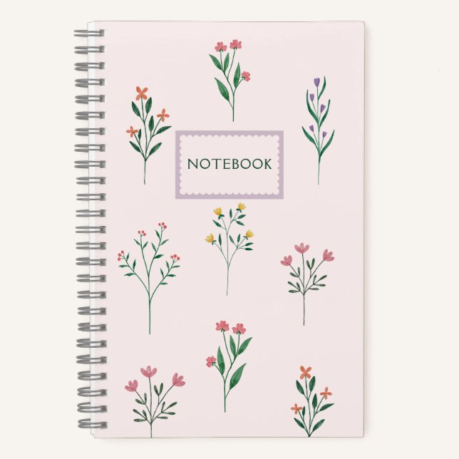 Cuaderno Portátil floral rosa personalizado (Anverso)