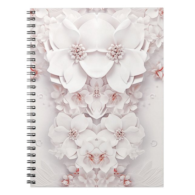 Cuaderno Portátil Floral rosa Rubor de marfil (Frente)