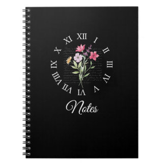 Cuaderno Portátil Floral y Black Book Time