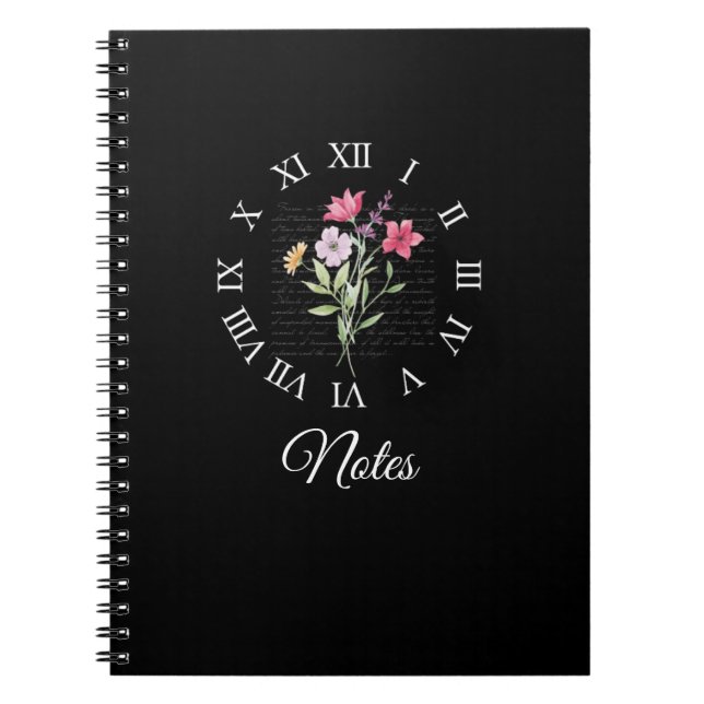 Cuaderno Portátil Floral y Black Book Time (Frente)