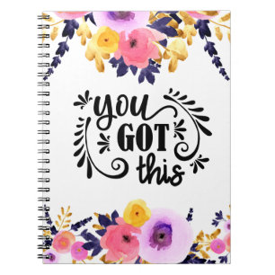 Cuaderno Portátil Floral "You Got This"