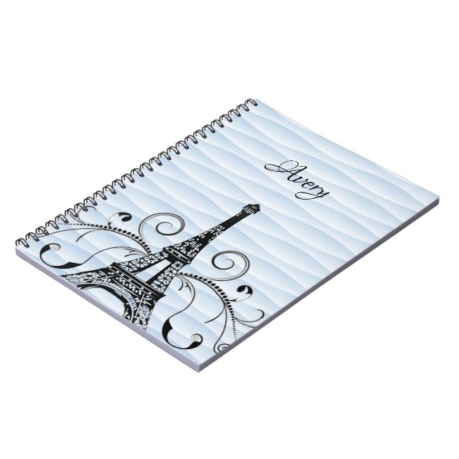 Cuaderno Portátil Flourish de la Torre Eiffel Azul (Lado Izquierdo)