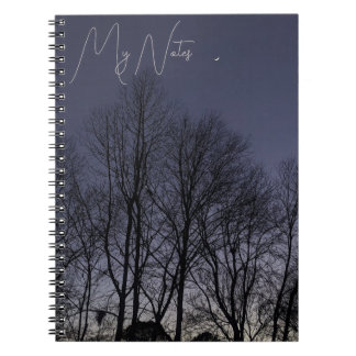 Cuaderno Portátil fotográfico de cielo oscuro, luna y espir
