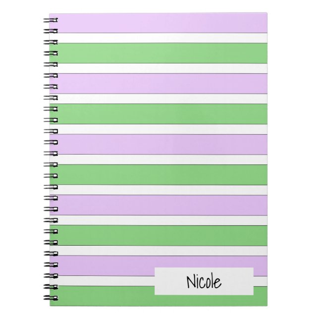 Cuaderno Portátil fotográfico de franjas blancas, liláceas  (Frente)
