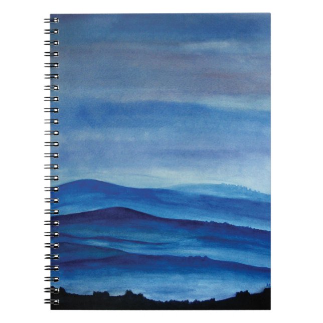 Cuaderno Portátil fotográfico de paisaje de montaña azul (Frente)