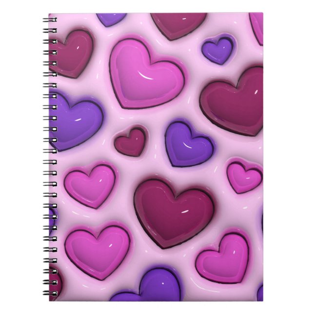 Cuaderno Portátil fotográfico espiral con corazones brillan (Frente)