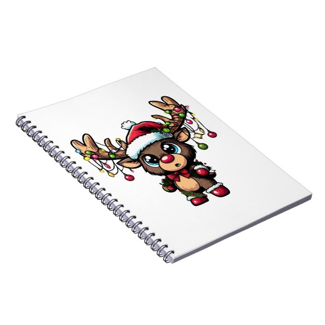Cuaderno Portátil fotográfico espiral de renos para navidad (Lado Derecho)