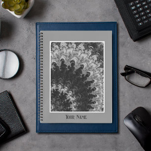 Cuaderno Portátil fractal blanco y negro