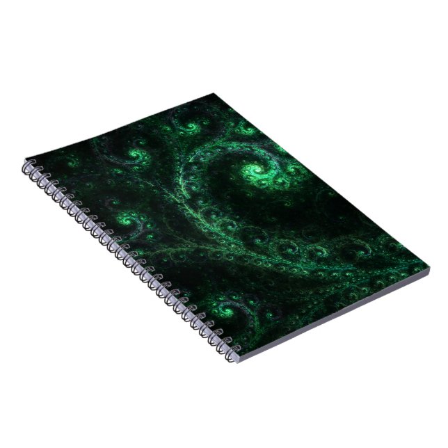 Cuaderno Portátil Fractal OldOnes Green y Black Spiral (Lado Derecho)