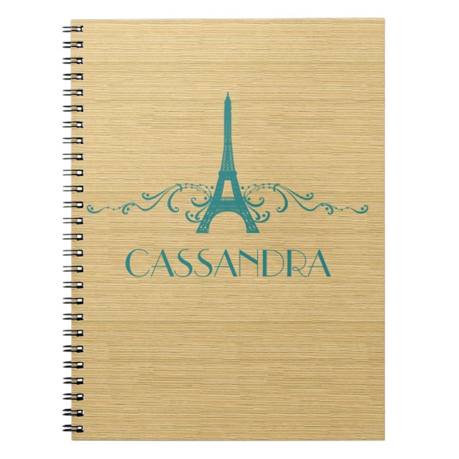 Cuaderno Portátil francés floreciente verde azulado (Frente)