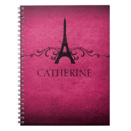 Cuaderno Portátil francés floreciente vintage, rosa