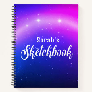 Cuaderno Portátil Galaxy Stars Personalizable Nombre Sketch