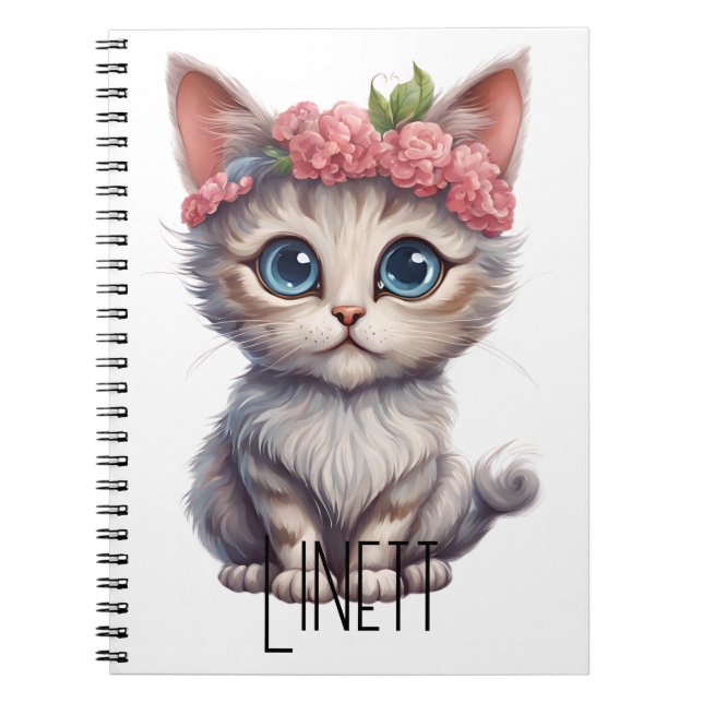 Cuaderno Portátil Gato Espiral Personalizado: Gracef (Frente)