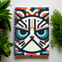 Cuaderno Portátil Gato Gato Gato Gato Gris Geométrico