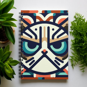 Cuaderno Portátil Gato Gato Gato Gato Gris Geométrico