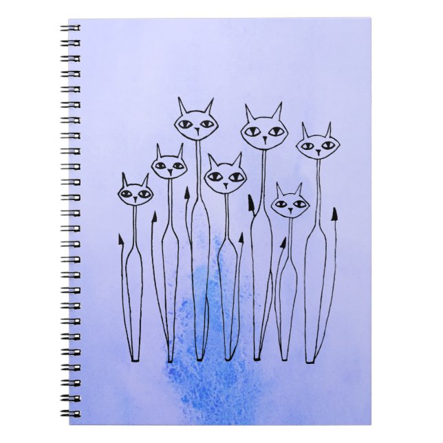 Cuaderno Portátil (gatos dibujados a mano) (Frente)