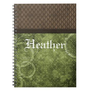 Cuaderno Portátil Gear Steampunk metalizado, verde