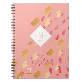 Cuaderno Portátil Gemini Zodiac Rosa rosa y dorado abstract
