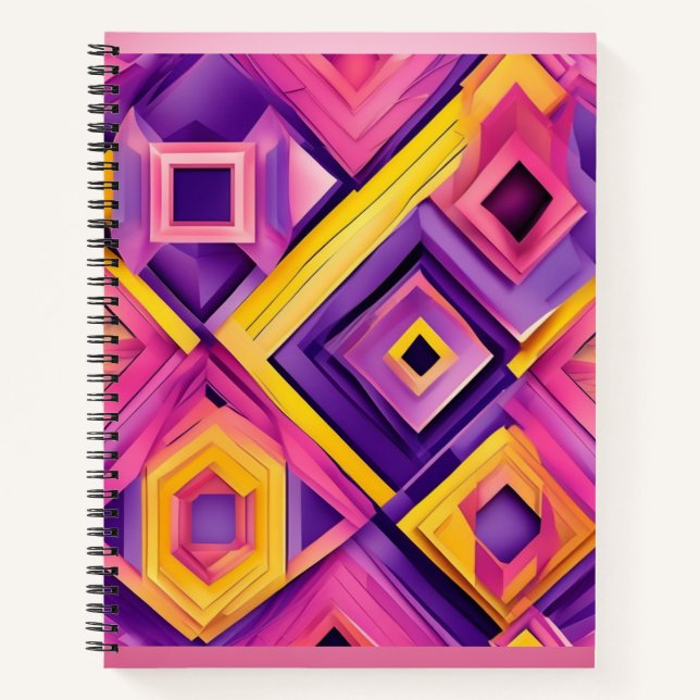 Cuaderno Portátil geométrico 3D vibrante (Anverso)