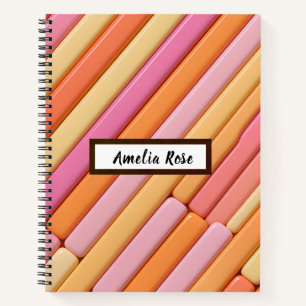 Cuaderno Portátil Geométrico Deluxe Personalizado Pastel - 