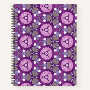 Cuaderno Portátil geométrico floral - morado y rosado