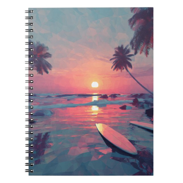 Cuaderno Portátil Geométrico Tropical Sunset Surf (Frente)