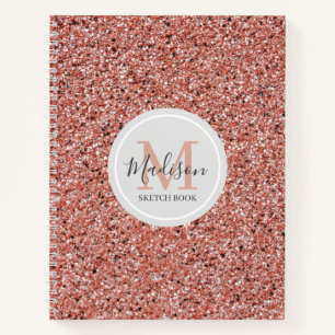 Cuaderno Portátil Girly Rosa Gold Purpurina Nombre del cuad