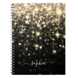 Cuaderno Portátil Glam Black Gold Purpurina Sparkle