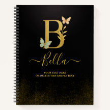 Portátil Gold B personalizado - Monograma floral