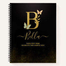Cuaderno Portátil Gold B personalizado - Monograma floral