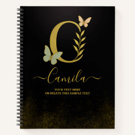 Cuaderno Portátil Gold C personalizado - Monograma floral