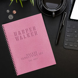 Cuaderno Portátil Grabado en relieve de cuero vegano rosado