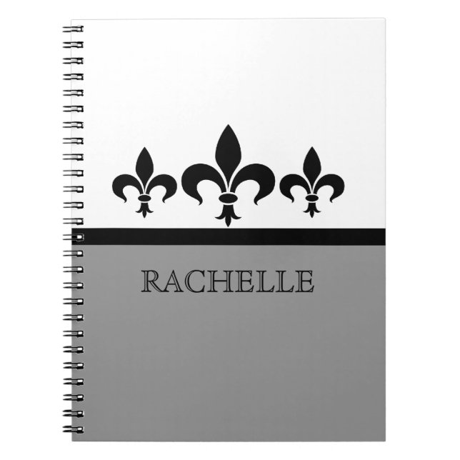 Cuaderno Portátil Gray Swanky Fleur De Lis (Frente)