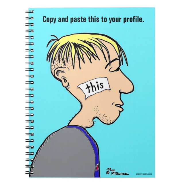 Cuaderno Portátil Green Weenii "Pegar esto a su perfil" (Frente)