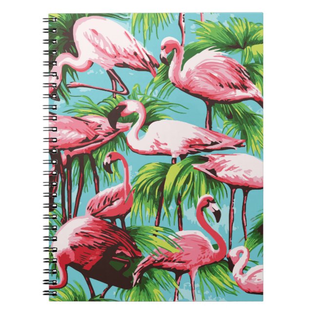 Cuaderno Portátil Guay Retro Flamingos Rosa (Frente)