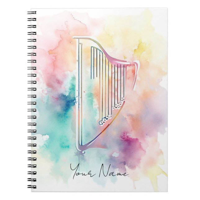 Cuaderno Portátil Harp de color de agua personalizado (Frente)