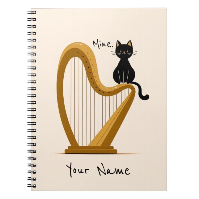 Cuaderno Portátil Harp y Cat personalizado (Frente)