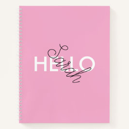 Cuaderno Portátil "Hello" rosa personalizado con Personaliz