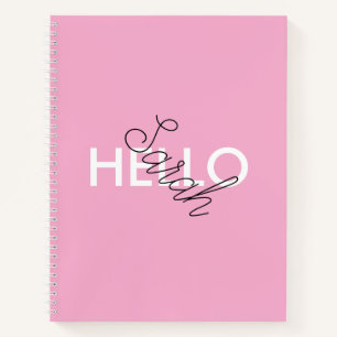 Cuaderno Portátil "Hello" rosa personalizado con Personaliz