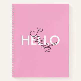 Cuaderno Portátil "Hello" rosa personalizado con Personaliz